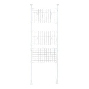 パーテーション 間仕切り 突っ張り棚 おしゃれ 突っ張り棒 つっぱり棒 ポールラック 幅67cm メッシュ RP-670 ホワイト 突っ張り 送料無料 小物掛け 鞄掛け フック 壁面収納 壁 コートハンガー 収納用品 伸縮 収納 見せる収納