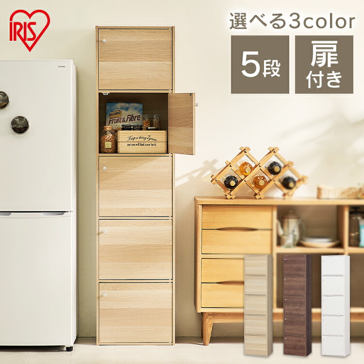 カラーボックス 5段 CX-55FD 扉付き スリム A4サイズ 収納ボックス 雑誌 A4ファイル 