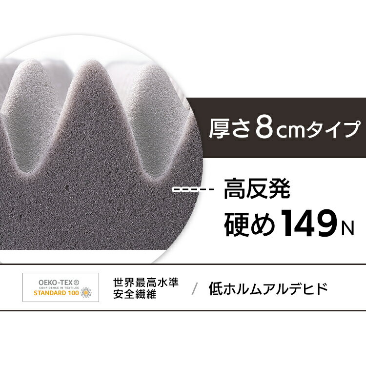 マットレス トッパー セミダブル 高反発 8cm MAKK8-SD送料無料 寝具 マット 敷きマット 布団 ふとん 睡眠 就寝 ベッド まっと 反発 アイリスオーヤマ 3