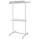 室内物干し 洗濯物干し 物干し ハイタイプ 竿 伸縮 横幅 調整 ロング丈 ワンピース ピンチハンガー 4個 タオルハンガー バスタオル キャスター付 室内 部...