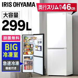 【最大400円クーポン】冷凍冷蔵庫 299L IRSN-30A-W IRSN-30A-B ホワイト ブラック送料無料 冷蔵 冷凍 2ドア 新生活 薄型 大容量 スタイリッシュ 299L 299リットル 右開き アイリスオーヤマ