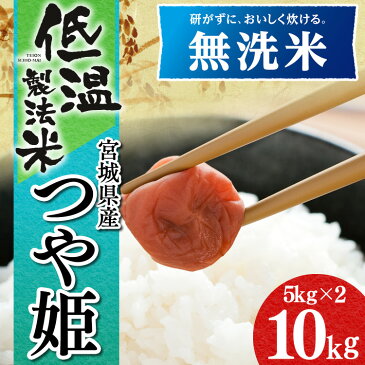 【無洗米 10kg お米 白米】【送料無料】低温製法米　無洗米　宮城県産つや姫　5kg×2　アイリスオーヤマ米