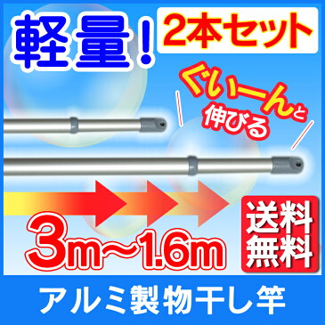 物干し竿 1.6m〜3m 2本セット ALM-300送料無料 竿 伸縮 物干しざお 物干竿 アルミ 洗濯竿 アルミ物干し竿 物干し 屋外 ベランダ 室内物干し 洗濯物干し 洗濯 洗濯物 洗濯用品 タオル 屋外物干し ベランダ物干し 軽量 シルバー アルミ製 アイリスオーヤマ 新生活