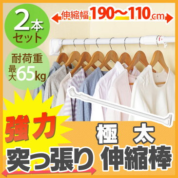 【2本セット】突っ張り棒 伸縮棒 幅110〜190cm 物干し つっぱり つっぱり棒 極太強力伸縮棒 H-GBJ-190 キッチン 洗面台 脱衣所 衣類 洋服 整理 収納 玄関 スペース 収納棒 トイレ 押入れ 一人暮らし 新生活 アイリスオーヤマ 室内物干し【TB】【TK】