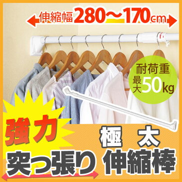 伸縮棒 幅約170〜280 物干し つっぱり 突っ張り つっぱり棒 突っ張り棒 極太強力伸縮棒 H-GBJ-280 キッチン 洗面台 浴室 お風呂 衣類 洋服 服 スペース 収納棒 トイレ 押入れ 一人暮らし 新生活 アイリスオーヤマ 室内物干し 物干し