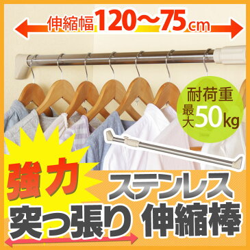 伸縮棒 約75〜120 物干し つっぱり 突っ張り つっぱり棒 突っ張り棒ステンレス伸縮棒 H-SNPJ-120 キッチン 洗面台 浴室 お風呂 衣類 洋服 整理 収納 玄関 げた箱 スペース 収納棒 トイレ 押入れ 一人暮らし 新生活 片付け アイリスオーヤマ 室内物干し【TB】【TK】