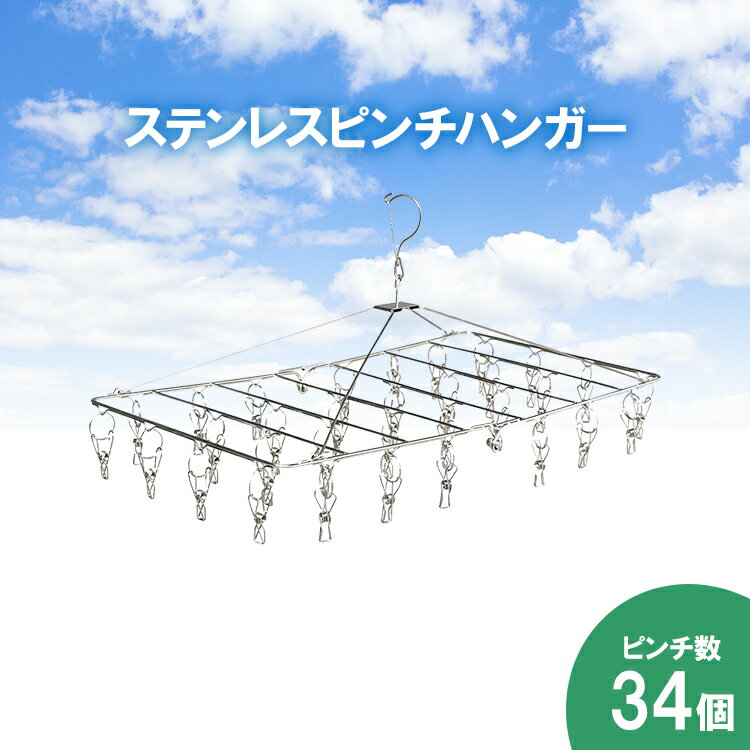 ピンチハンガー ステンレス 34ピンチ さびにくい 34送料無料 物干し オール ピンチ 34個付 角ハンガー 物干しハンガ…