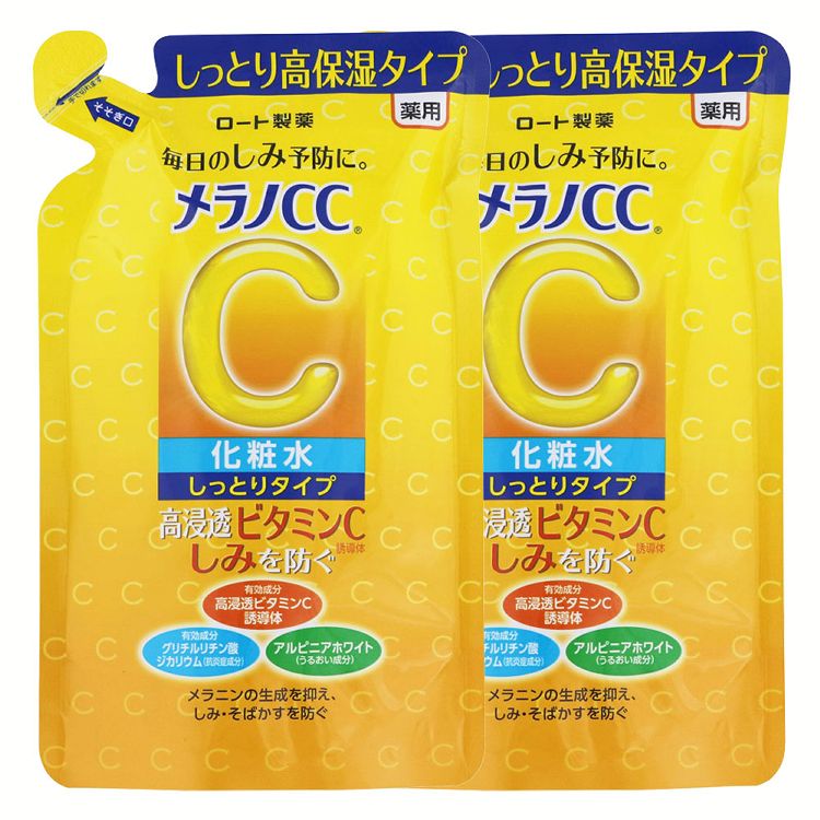 楽天暮らし健康ネット館＼当店全品エントリーで最大P10倍／【2個】メラノCC 化粧水 詰め替え ビタミンC誘導体 薬用しみ対策 美白化粧水 しっとりタイプ 170ml ビタミンC 黄色 健康 化粧 ビューティ コスメ ビタミンC誘導体 みずみずしい 保湿ジェル メラニン ロート製薬 【D】