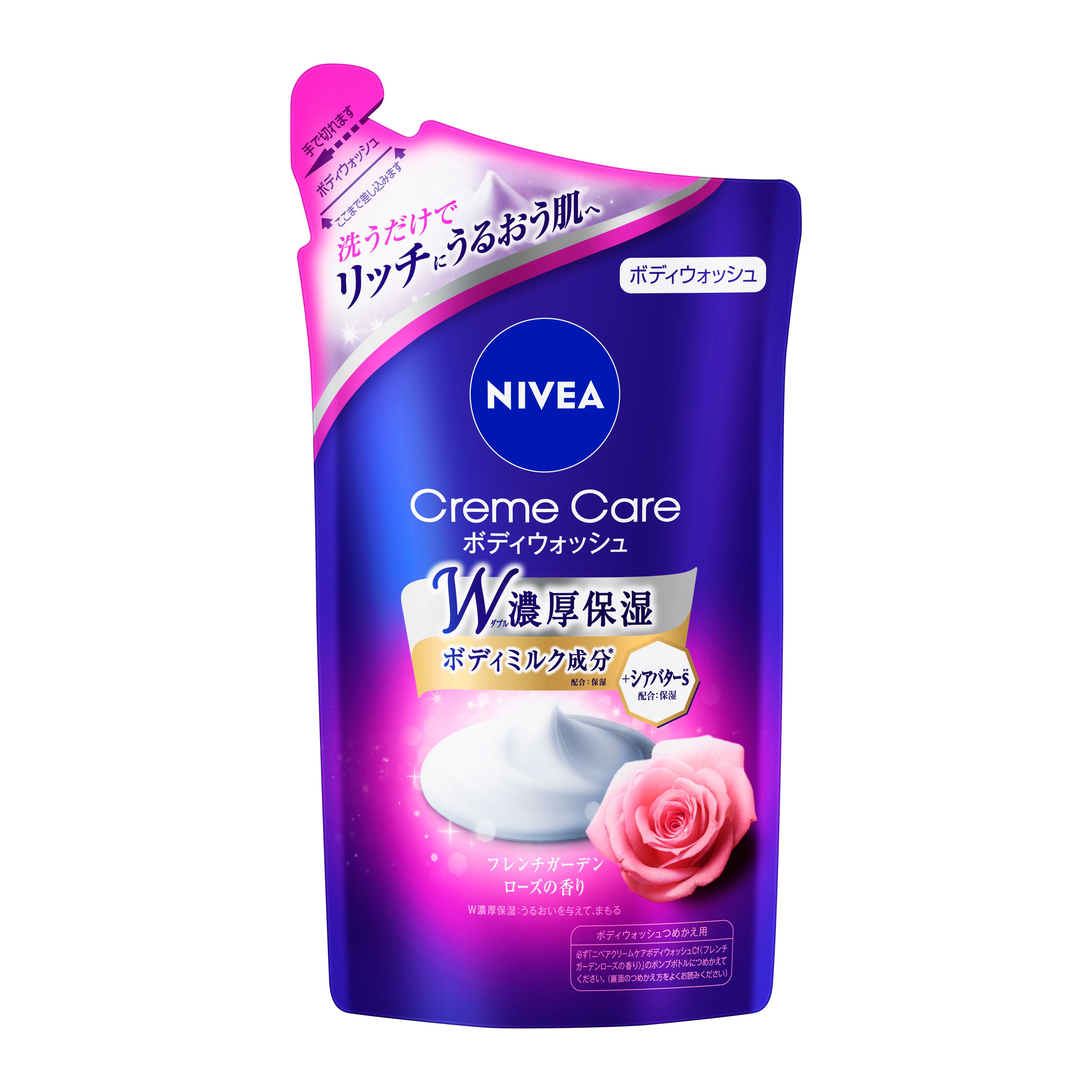 ＼当店全品エントリーで最大P10倍／ニベア NIVEA ボディウォッシュ ボディソープ クリームケアボディウォッシュ 詰め替え用 360ml フレンチガーデンローズ 花王 保温クリームケア ボディウッシュ つめかえ用