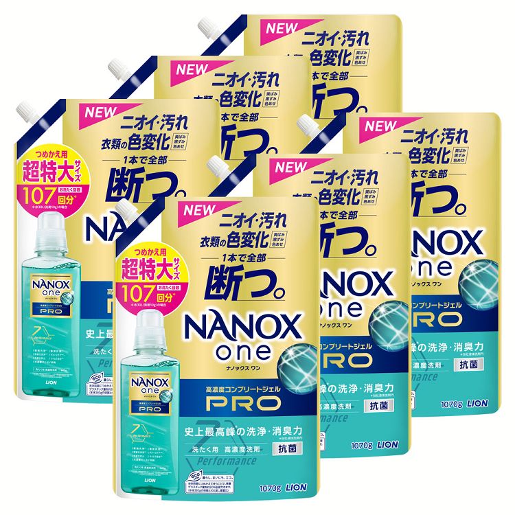 衣類用洗剤 日用消耗品 ナノックス 【6個セット】NANOXone PRO つめかえ用 超特大 1070g ライオン トッ..