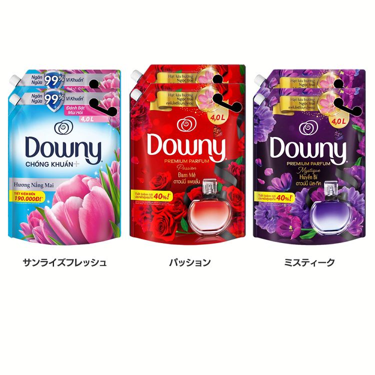 柔軟剤 洗濯用洗剤 P&G 【2個セット】アジアンダウニー 4L Downy つめかえ用 液体洗剤 大容量 濃縮 ダウニー 詰替 液体柔軟剤 D