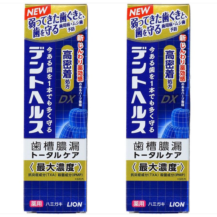 【2本セット】歯磨き粉 歯槽膿漏 薬用成分 デントヘルス 薬用 ハミガキ DX メディカルクリーンハーブ 85g 歯みがき粉 ハミガキ粉 高濃度フッ素 歯ぐき出血 口臭・むし歯予防 トータルケア 医薬部外品 LION 【D】