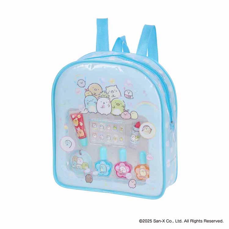 「すみっコぐらし」のバックパックの中には、キラキラのラメが入ったネイルカラーやリップグロス、リップスティック、キャラクターがプリントされたかわいいつけ爪などが揃っていて、おしゃれに目覚めたキッズにぴったりなコスメセット。ぷくぷくかわいいおなまえチャームも入ってるよ♪バックパックの紐の長さは調整できます。かわいいバッグを持っていっぱいおでかけしちゃお！自分用やプレゼントにも最適です♪メイクを落とす際は、石鹸を泡立ててメイクになじませ、水またはぬるま湯で洗い落としてください。ネイルカラーは水溶性なので除光液を使わず、水で落とせます。落とす時は水またはぬるま湯で爪を軽くこすりながら落としてください。【セット内容】リップグロス×1、リップスティック×1、水性ネイルカラー×3、つけ爪×1、おなまえチャーム×1●商品サイズ（cm）幅約20.8×奥行約7.6×高さ約23.7●商品重量約0.2kg●材質対象年齢6才　電池不使用　バッグ、容器：プラ（検索用：キッズコスメ すみっコぐらし すみっこぐらし バックパック メイクセット SD バックメイク 水性ネイル リップスティック キッズメイク 4589581117759）最強翌日配送対象商品に関するご案内 最強翌日配送対象商品・対象地域に該当する場合は最強翌日配送マークがご注文カゴ近くに表示されます。 最強翌日配送可能なお支払方法は【クレジットカード、代金引換、全額ポイント支払い】のみとなります。 下記の場合は最強翌日配送対象外となります。 ・15点以上ご購入いただいた場合 ・時間指定がある場合 ・ご注文時備考欄にご記入がある場合 ・決済処理にお時間を頂戴する場合 ・郵便番号や住所に誤りがある場合 ・最強翌日配送対象外の商品とご一緒にご注文いただいた場合 ・お届け先住所文字数が40文字以上の場合 関連キーワード(本商品の説明ではありません)母の日 父の日 敬老の日 こどもの日 クリスマス バレンタイン ホワイトデー ハロウィン お正月 成人の日 成人式 記念日 誕生日 卒業式 入学式 お歳暮 お中元 春 夏 秋 冬 梅雨 節分 ひな祭り 七夕 十五夜 初詣 年越し 夏祭り 花火大会 結婚祝い 内祝い 出産祝い 快気祝い 還暦祝い 古希 喜寿 傘寿 米寿 卒寿 白寿 百寿 新築祝い 引っ越し祝い 開店祝い 開業祝い 就職祝い 昇進祝い 合格祝い 銀婚式 金婚式 七五三 長寿祝い 御礼 お母さん お父さん 義母 義父 祖父 祖母 おばあちゃん おじいちゃん 娘 息子 彼氏 彼女 恋人 友達 上司 先輩 後輩 同僚 キッズ 子供 幼児 ベビー 赤ちゃん 育児 学生 社会人 シニア 10代 20代 30代 40代 50代 60代 70代 80代 90代 一人暮らし 単身赴任 主婦 主夫 新生活 家族暮らし 子育て 旅行 トラベル ライブ ホームパーティ ビジネス 法人 ギフト プレゼント