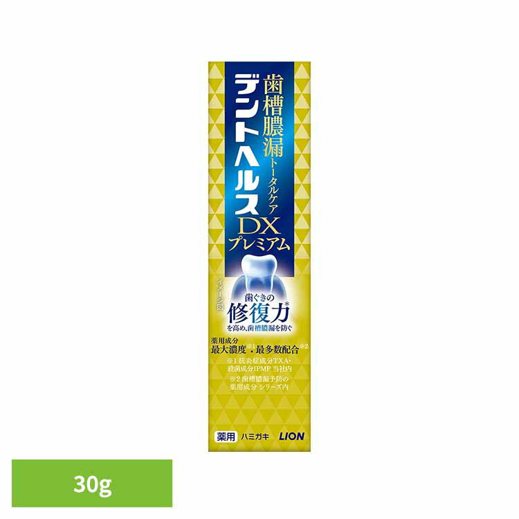 [最大400円OFFクーポン] デントヘルス薬用ハミガキDXプレミアム 30g ライオン オーラル 歯磨き 歯周病・知覚過敏 デントヘルス まとめ買い 歯みがき粉 トータルケア 歯ぐき 薬用ハミガキ ライオン