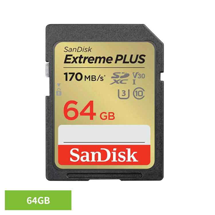 [最大400円クーポン] SanDisk Extreme PLUS SDXC UHS-Iカード 64GB SDSDXWH-064G-JNJIPSDカード 64GB sandisk サンディスク コンパクト 大容量 データ保存 高耐久 高画質 サンディスク