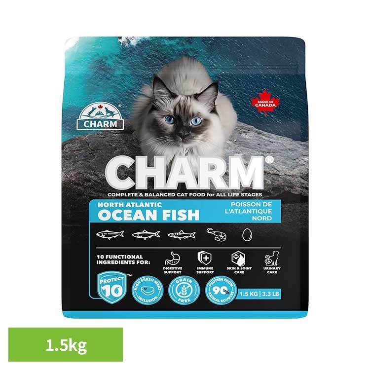 Rakuten - CHARM ノース・アトランティック・オーシャン・フィッシュキャットフード 1.5kg チャーム キャットフード プレミアムフード グレインフリー 猫 ナチュラル アレルギー 小粒 無添加 肥満 チャーム
