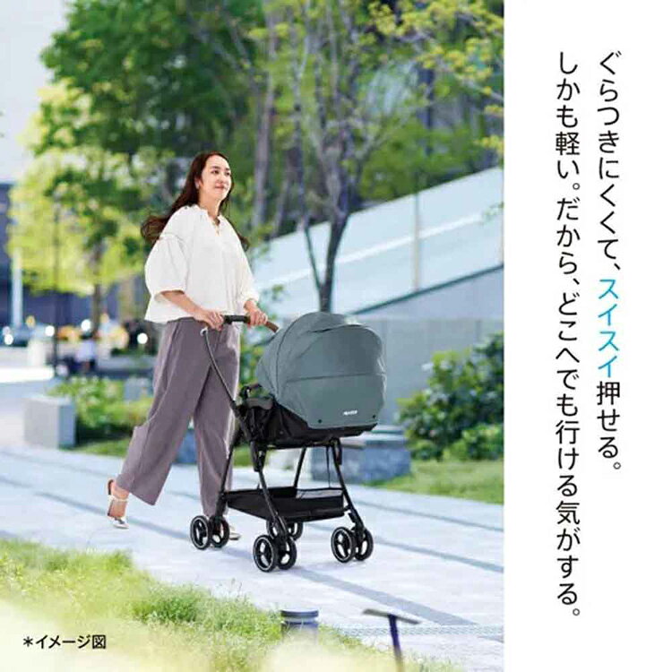 暮らし健康ネット館のラクーナエアー プラス グレー アップリカ ベビーカー 簡単 ファーストベビーカー A型ベビーカー ベビー用品 Aprica｜アングル3