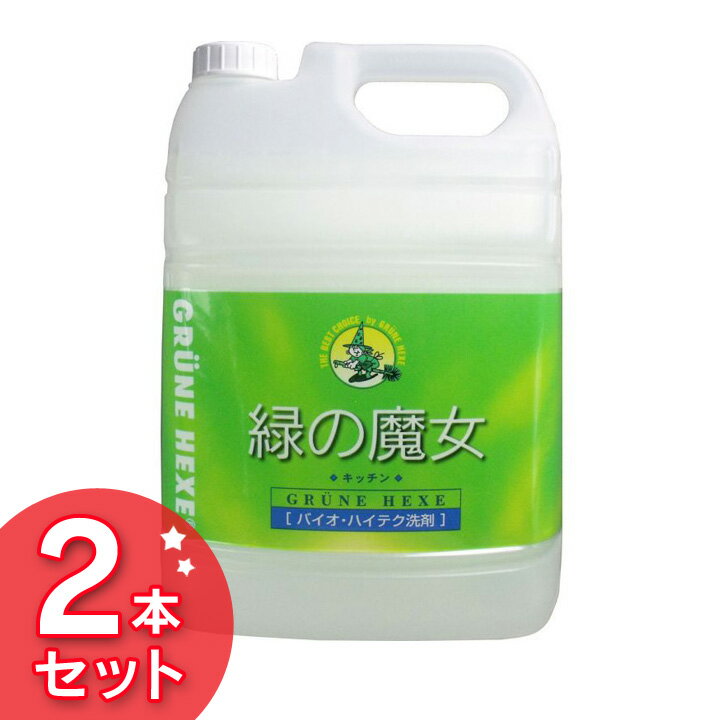 ＼目玉価格！／【2本セット】緑の魔女キッチン業務用 5L 洗剤 食器用 食器用洗剤 詰め替え 業務用5000mL 5KG 液体洗剤 キッチン用 大容量 排水管掃除 食器 生ゴミ パイプ パイプクリーナー 【D】 1