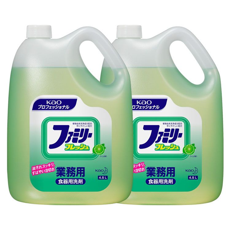 【2個セット】ファミリーフレッシュ 4.5kg 業務用 洗剤 食器 台所洗剤 油汚れ 2本セット Kao ライムの香り プロフェッショナル 植物由来【D】