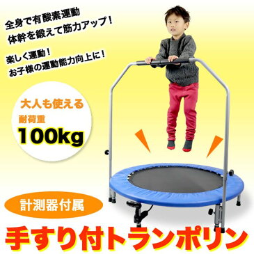 手すり付きトランポリン TX638H送料無料 トランポリン 手すり付き 102cm 家庭用 計測器付き SIS 青 赤 黄【D】