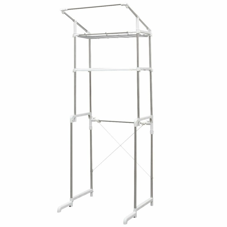 ランドリーラック 防水パン おしゃれ 洗面所 伸縮 2段 LRH-18S 送料無料 洗濯機ラック ラック 洗濯機収納 洗濯ラック 収納 ランドリー収納 収納棚 ...