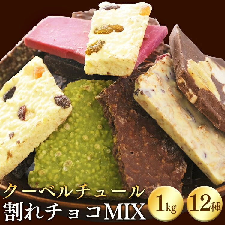 ＼超目玉価格★2,980円／割れチョコ 1kg 12種 バンホーテン チョコレート ミックス 送料無料 クーベルチュール ホワイトチョコ ルビーチョコ ナッツ ブラッククッキー ミルク ビター 抹茶 バナナ ドライフルーツ バレンタイン ホワイトデー ギフト 【D】 2