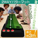 【送料無料】 パターマット ゴルフ 練習 パット 3m 2WAYホール ホール幅 パット ライン入り 2種類 芝 戻ってくる 自動返球 返球機能付き 練習マット...