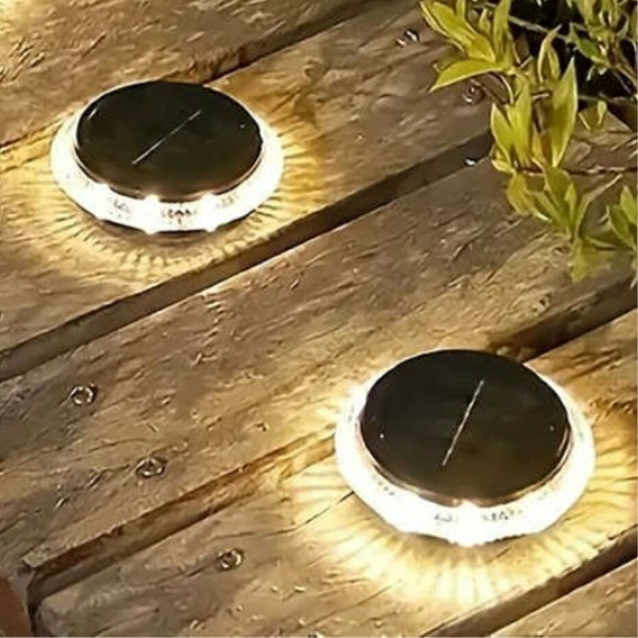 トレードワン ソーラー充電式 フットライト 丸型 2個セット 30848