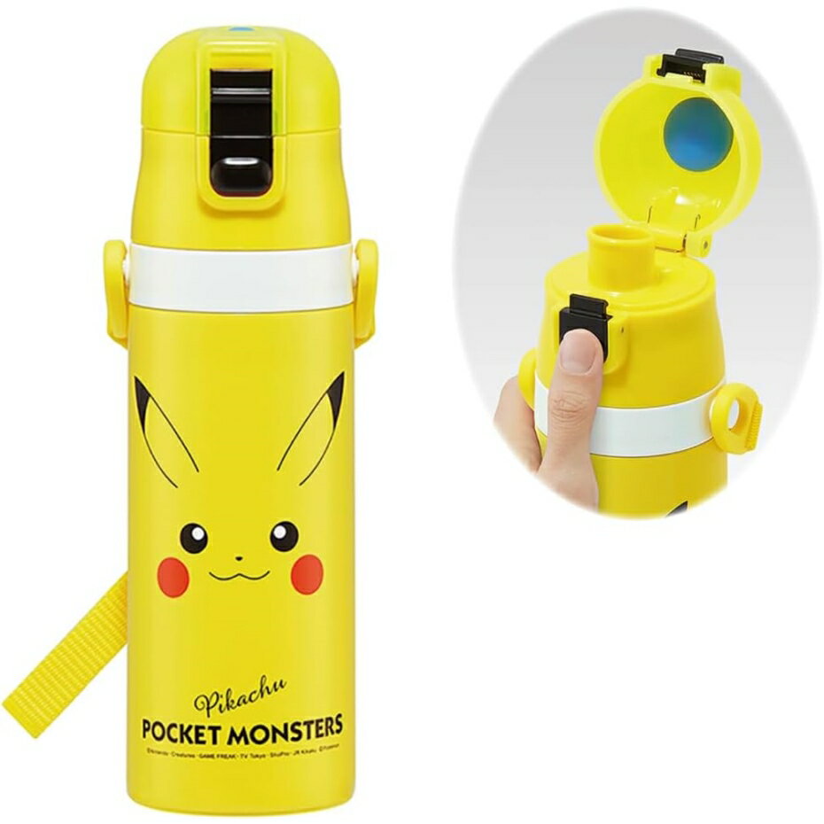 Skater スケーター SDC4 超軽量・コンパクトロック付ワンプッシュダイレクトステンレスボトル ピカチュウフェイス23 470ml ポケモン