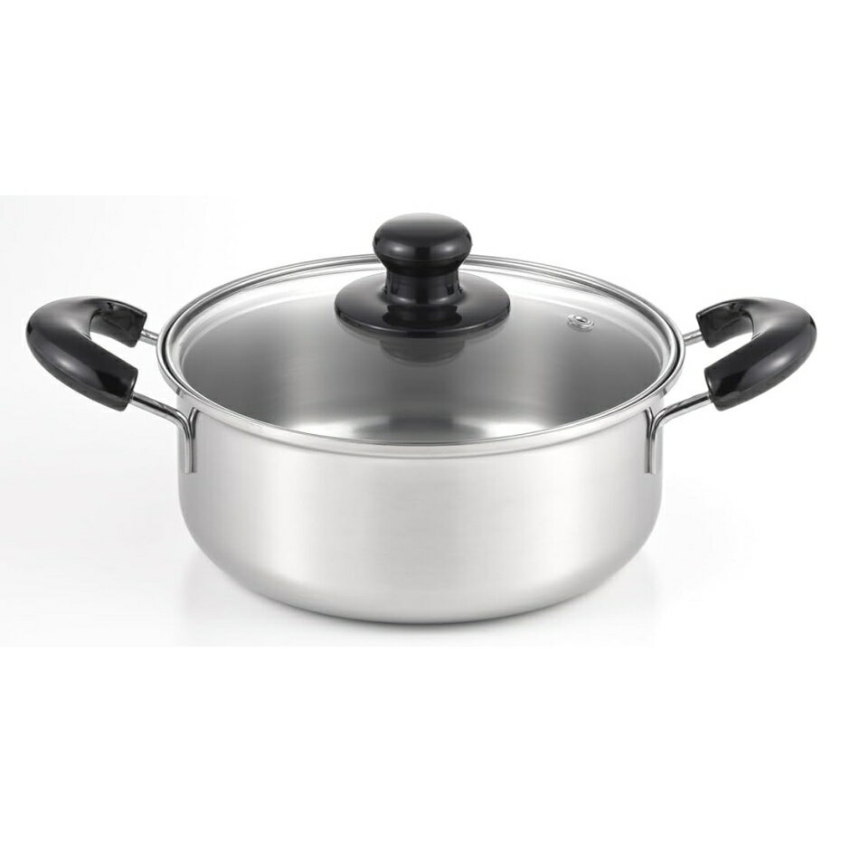 ヨシカワ SJ3773 クック・ルック ベーシック 両手鍋 20cm 2.7L 日本製 【IH・ガス火兼用】