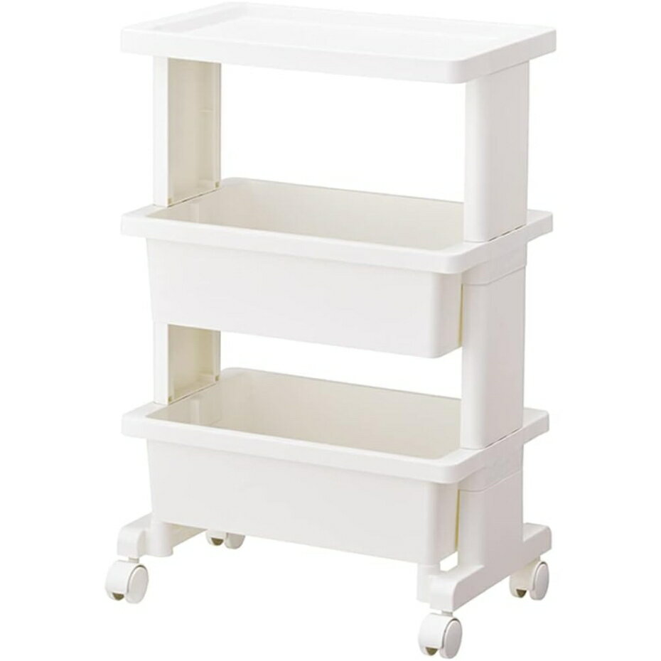 JEJ リセスタイル テーブルワゴンミニ 3段 ホワイト 【幅40×奥行25×高さ62.5cm】
