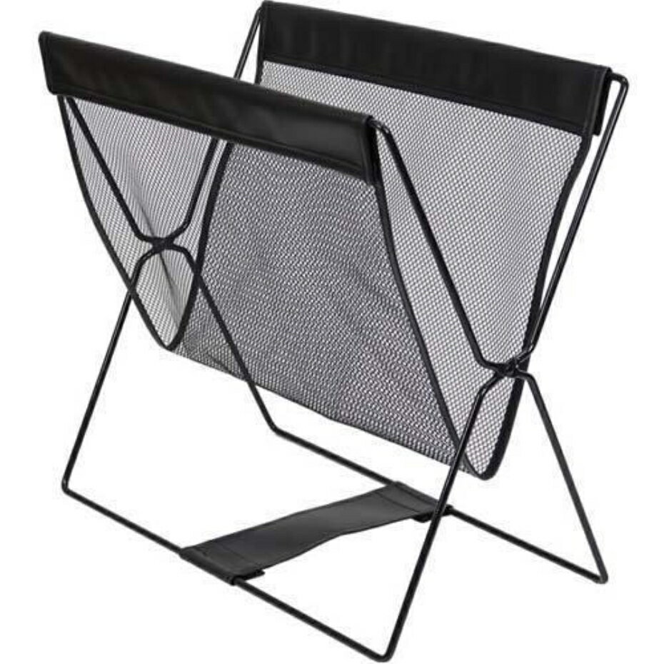 サワフジ レザー調ハンモック型メッシュバスケット ブラック 荷物入れ MB-058【幅45×奥行20×高さ41cm】