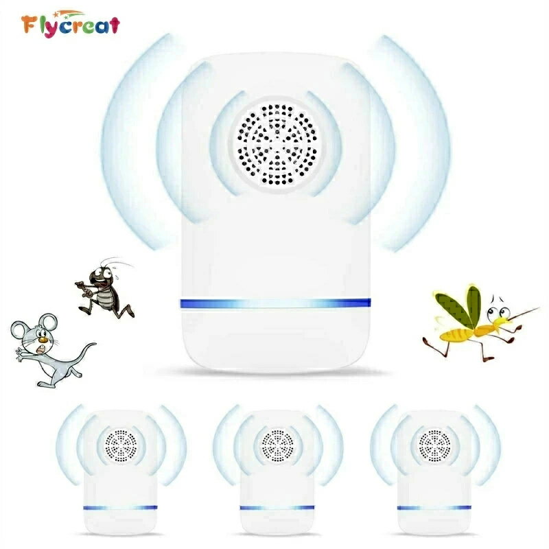 超音波 ネズミ駆除器 【4個セット】 害虫駆除器 【80-120m有効範囲 】 害虫退治 虫対策器 ネズミ 駆除 ねずみ駆除 ゴキブリ駆除 害虫対策 ゴキブリ対策 虫対策 虫退治 無毒無臭無害 省エネ子供やペットに安心【海外通販】