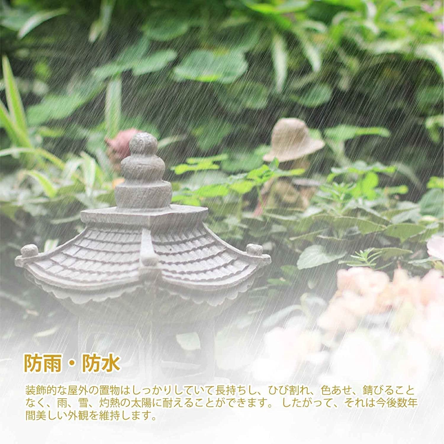 和風日本庭園のランタンソーラーガーデンランプ光自動点灯屋外模造石の中庭アランタン六角雪見灯篭燈籠置物ライト,禅ガーデンライトランタンパゴダ秋冬庭ガーデンパティオ屋外お盆おの贈り物庭の芸術造園防水彫刻大きな装飾