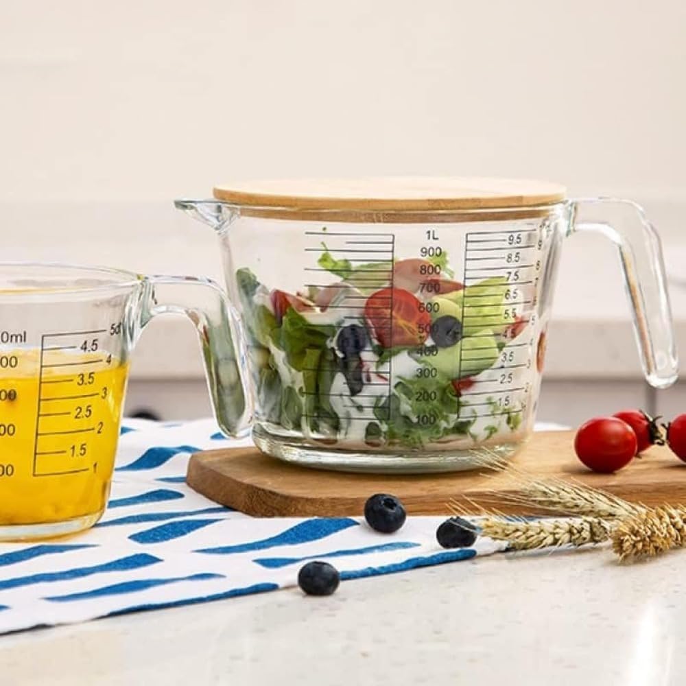 耐熱ガラス 容器 計量カップ メジャー ジャグ メジャーカップ オーブン 電子レンジ オーブン 卵を打つ 焼 (1000ml) (500ml)