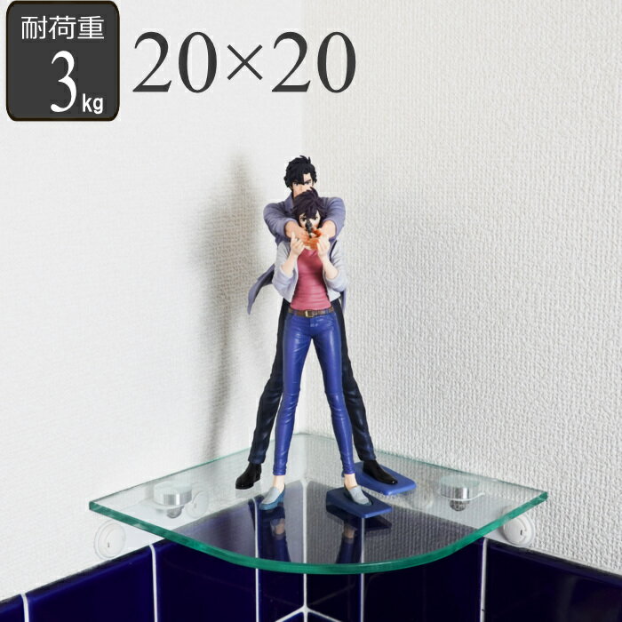 フィギュアラック ウォールシェルフ 石こうボード ベニア 対応 壁 棚板 ガラス 20×20cm （ 壁付け 壁掛..