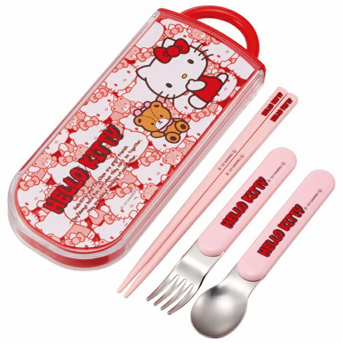 トリオセット 抗菌 箸 スプーン フォーク サンリオ ハローキティ （ キティ キティちゃん お弁当 弁当 幼稚園 保育園 給食 キッズ 食洗機対応 カトラリーセット お箸 子供 日本製 スライド式 カトラリー ）