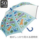 傘 透明窓 50cm 子供 キャラクター ディノサウルス ( 恐竜 ダイナソー 子ども傘 子供用 窓付き かさ 手動開閉式 長傘 安全カバー付き 名前札付き 手...