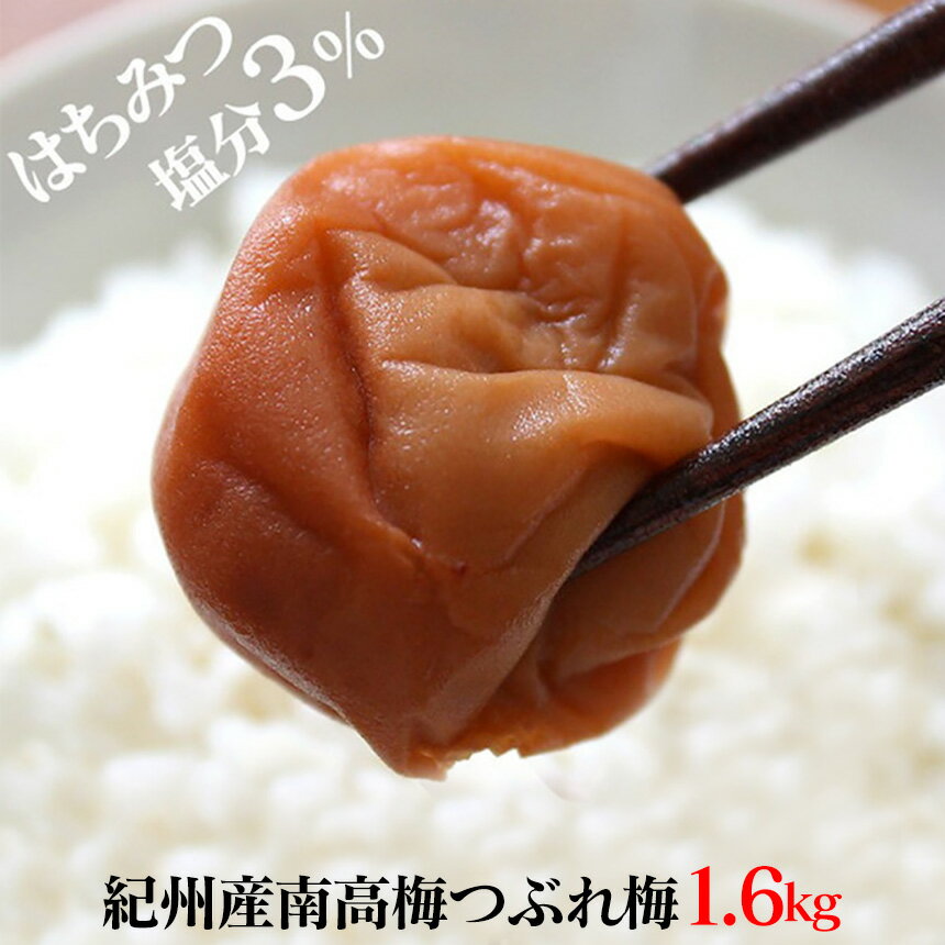 【送料無料】 梅干し 訳あり 1.6kg はちみつ うめぼし ≪紀州南高梅≫ つぶれ梅 はちみつ入り 減塩 塩分3％ 1.6キロ わけあり 訳あり 徳用 ギフト 贈り物 お中元 内祝い お土産 ≪焼き梅干しにも！焼き梅干 焼き梅≫