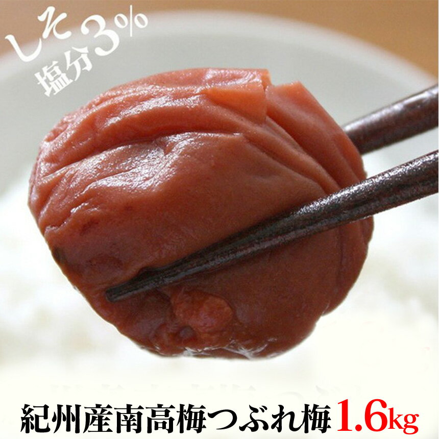 【送料無料】 梅干し 訳あり 1.6kg しそ漬 うめぼし ≪紀州南高梅≫ つぶれ梅 減塩 塩分3％ ...