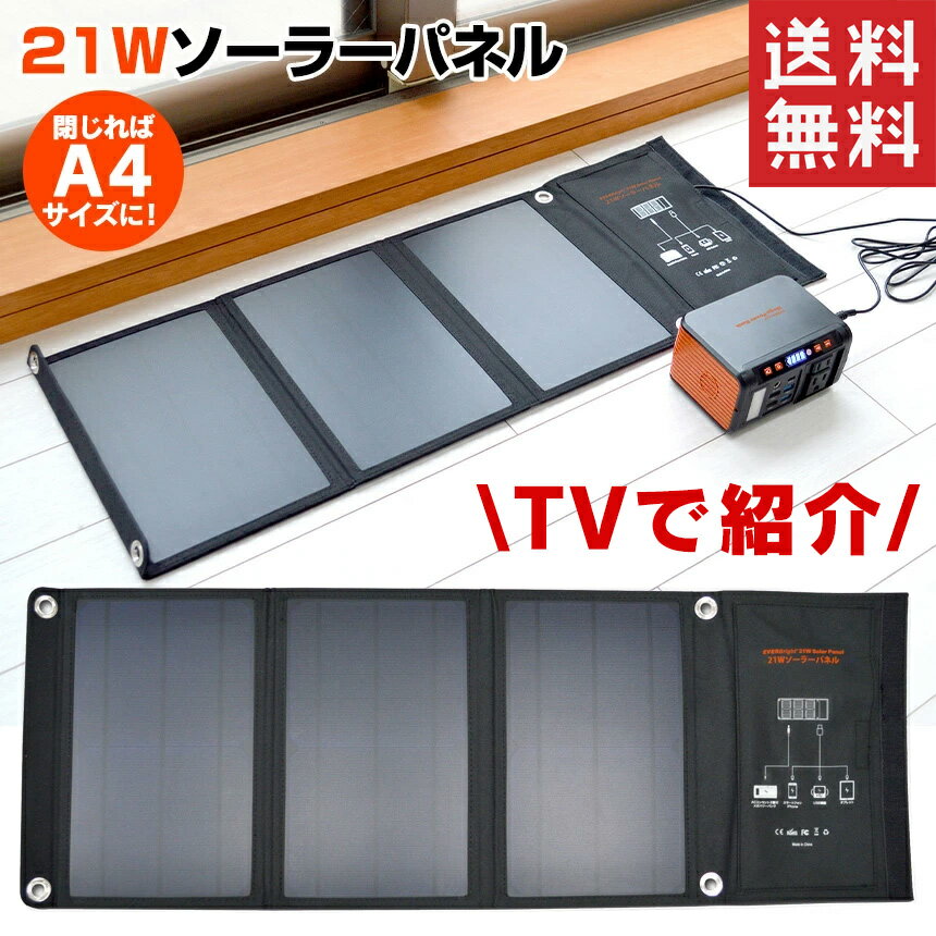【送料無料】21Wソーラーパネル SSBSP-21WP 防災 家庭用 ソーラー充電器 ソーラーパネル 防災グッズ 太陽光発電 USB スマホ ソーラー電池 モバイル バッテリー テレビ東京 ものスタ てれとマート