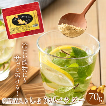 【送料無料】乳酸菌入りしょうがパウダー【70g×1袋】生姜パウダー 国産 しょうがパウダー 料理 乾燥生姜 生姜粉末 しょうが粉末 生姜パウダー ジンジャー ショウガパウダー しょうが湯 しょうが パウダー 乳酸菌 高知県産 黄金 生姜 ショウガオール 敬老の日