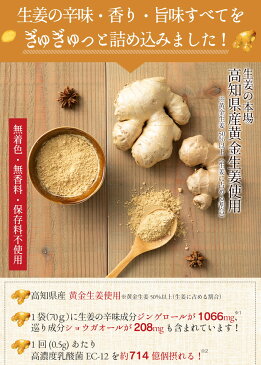 【送料無料】乳酸菌入りしょうがパウダー【70g×1袋】生姜パウダー 国産 しょうがパウダー 料理 乾燥生姜 生姜粉末 しょうが粉末 生姜パウダー ジンジャー ショウガパウダー しょうが湯 しょうが パウダー 乳酸菌 高知県産 黄金 生姜 ショウガオール 敬老の日