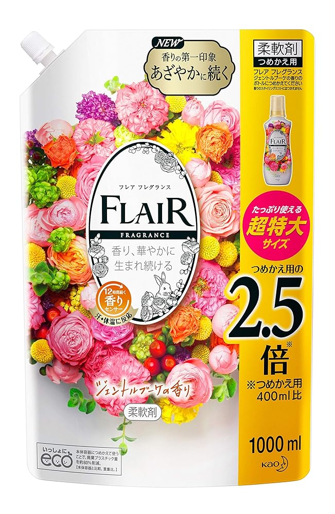 【大容量】フレアフレグランス 柔軟剤 ジェントル&ブーケ 詰め替え 大容量 1000ml　ジェントルブーケ　（4901301377456）