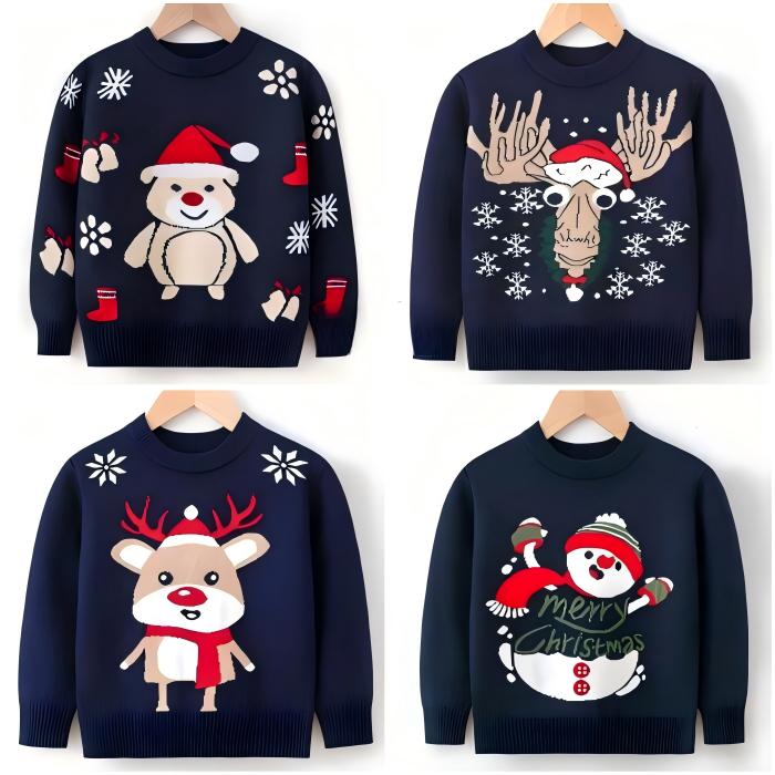 子供ニットセーター クリスマス洋服クリスマスセーター長袖サンタクロースセーター キッズ女の子プルオーバー クルーネック キッズ女の子プルオーバー クリスマス洋服クリスマスセーター長袖サンタクロースセーター 子供ニットセーター