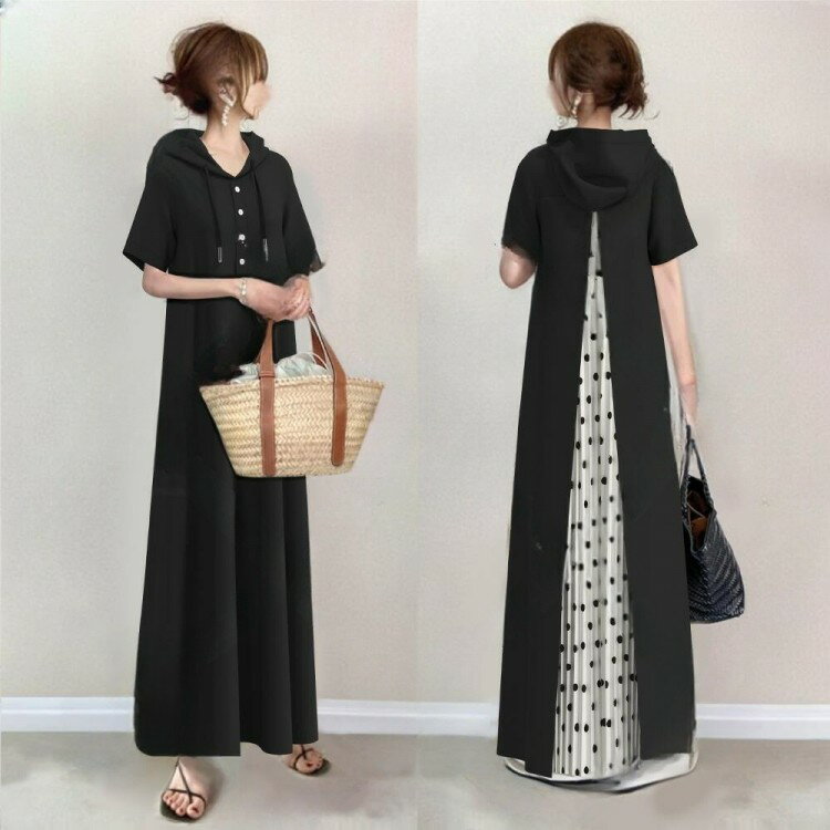 【先着60名：200円Offクーポン】ワンピース 夏ワンピ パーカー風 半袖 フード付き レディース ゆったり..