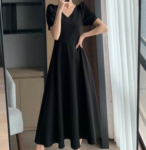 レディース ワンピース フレア ロング 半袖 パフスリーブ Vネック Aライン フェミニン ハイウエスト かわいい 大人可愛い きれいめ シンプル 上品 おしゃれ エレガント ガーリー レトロ レディース ワンピース フレア ロング 半袖 パフスリーブ Vネック Aライン フェミニン ハイウエスト かわいい 大人可愛い きれいめ シンプル 上品 おしゃれ エレガント ガーリー レトロ