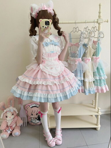 ロリータ ワンピース ジャンパースカート ゴスロリ ロリータ服 膝丈 ショート丈 フリル Aライン ロリータドレス チュール付 ハートのエプロン 半袖 メイド服 萌え萌え 蝶リボン ロリータ ワンピース ジャンパースカート ゴスロリ ロリータ服 膝丈 ショート丈 フリル Aライン ロリータドレス チュール付 ハートのエプロン 半袖 メイド服 萌え萌え 蝶リボン