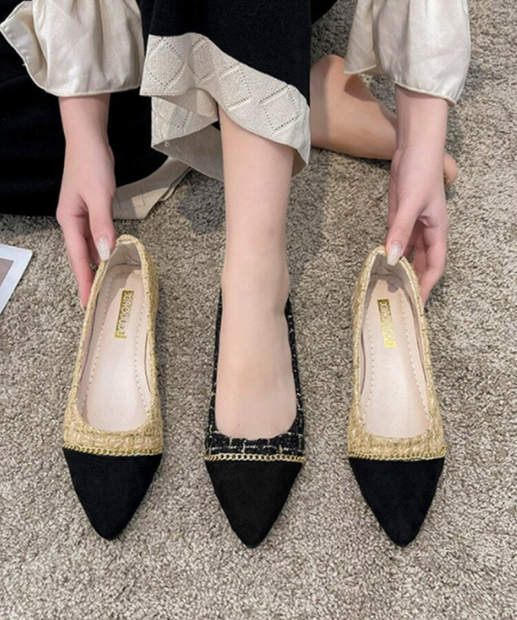 【先着60名：200円Offクーポン】スエードパンプス 韓国 ツイード風パンプス お洒落パンプス大人 通勤通..