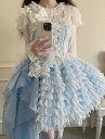 Lolita系 opワンピースjsk日常写真舞台変装 ロリータ トップス 吊りスカート花嫁洋服ティアードスカートハロウィン ロリータファッション変装トップス ゴスロリ 萌え